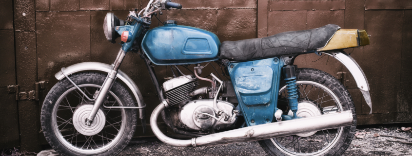 blue wrecked bike